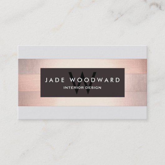 Carte De Visite Concepteur à bandes de cuivre monogramme élégant (Devant)