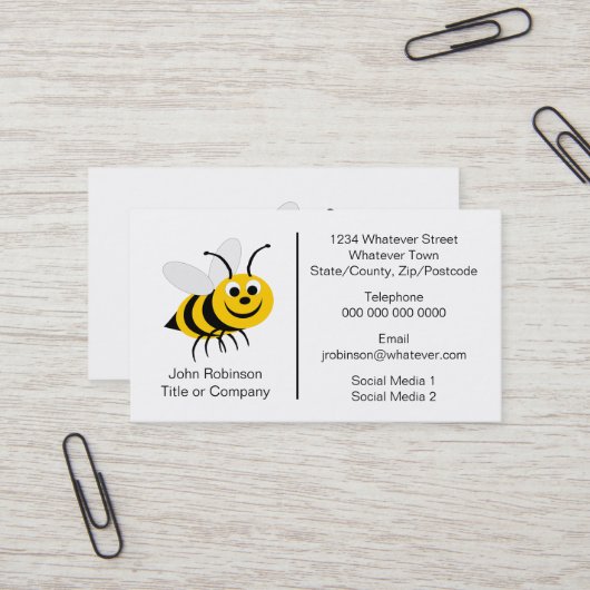 Carte De Visite Concepteur d'abeilles Apiculteur (Devant/Arrière en situation)