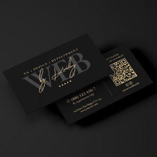 Carte De Visite Concepteur d'applications Web élégant UX UI Noir