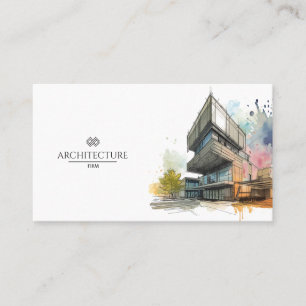Carte De Visite Concepteur de bâtiments Architecte Aquarelle Entre