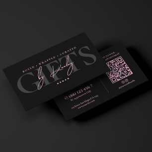 Carte De Visite Concepteur de cadeaux minimal rose noir Panier Bou