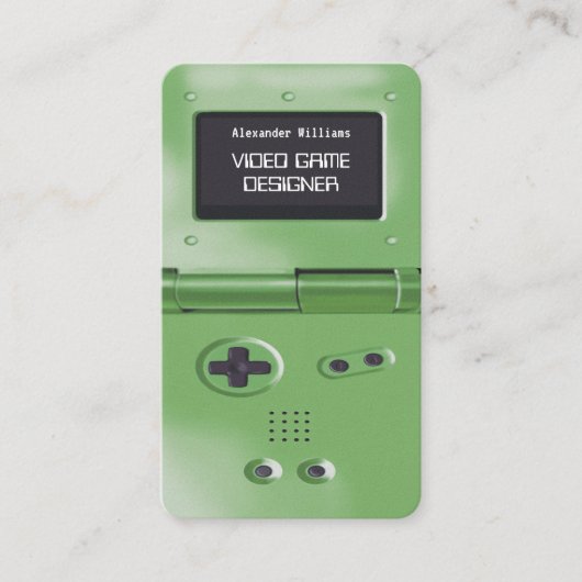 Carte De Visite Concepteur de jeux pour console de jeu rétro verte (Devant)