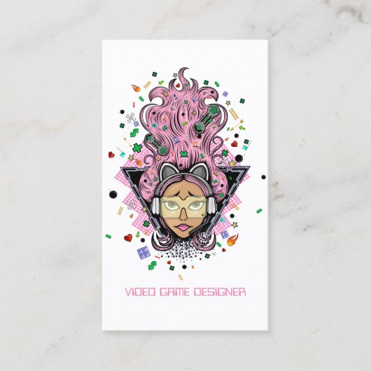 Carte De Visite Concepteur de jeux vidéo de fille de gamer (Devant)