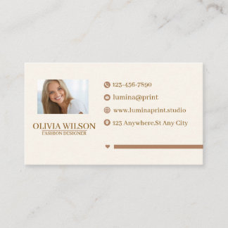 Carte De Visite Concepteur de mode élégant Photo minimaliste Boho