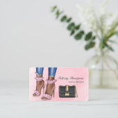 Carte De Visite Concepteur de mode rose et or Code QR (Debout devant)
