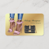Carte De Visite Concepteur de mode rose et or Code QR (Devant)