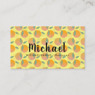 Carte De Visite Concepteur de motif de fruit orange rétro