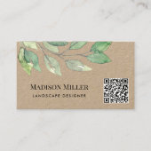 Carte De Visite Concepteur de paysages QR Code Végétation (Devant)