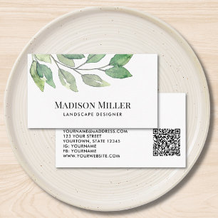 Carte De Visite Concepteur de paysages QR Code Végétation