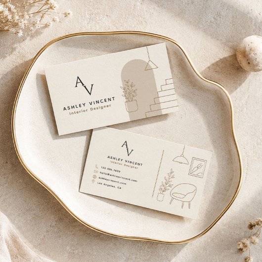 Carte De Visite Concepteur d'intérieur beige Minimal Luxe