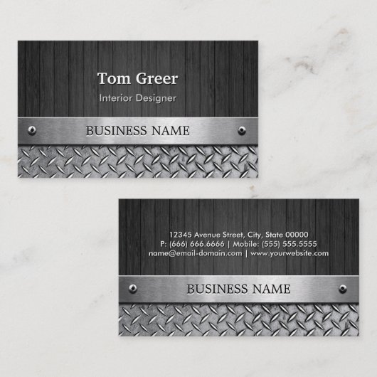 Carte De Visite Concepteur d'intérieur - Bois et métal (Devant / Derrière)