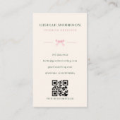 Carte De Visite Concepteur d'intérieur Code QR à ruban rose et ver (Dos)