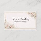 Carte De Visite Concepteur d'intérieur Code QR floral neutre (Devant)
