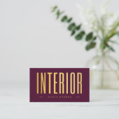 Carte De Visite Concepteur d'intérieur Code QR Logo Bordeaux Et Or (Debout devant)