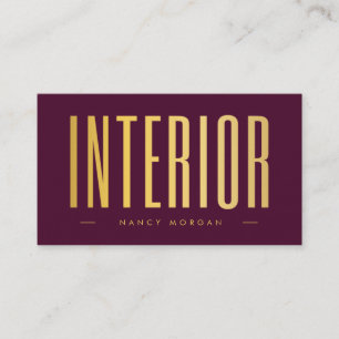 Carte De Visite Concepteur d'intérieur Code QR Logo Bordeaux Et Or