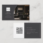 Carte De Visite Concepteur d'intérieur de code QR photo de luxe (Devant / Derrière)