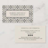 Carte De Visite Concepteur d'intérieur de Motif de crème gris géom (Devant / Derrière)