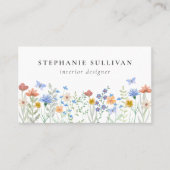 Carte De Visite Concepteur d'intérieur fleur sauvage aquarelle (Devant)