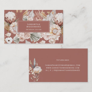 Carte De Visite Concepteur d'intérieur Fleurs sauvages Crème Terra