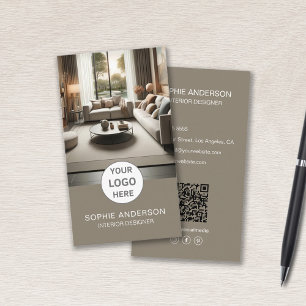 Carte De Visite Concepteur d'intérieur Logo Photo QR Réseaux socia