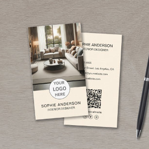 Carte De Visite Concepteur d'intérieur Logo Photo QR Réseaux Socia