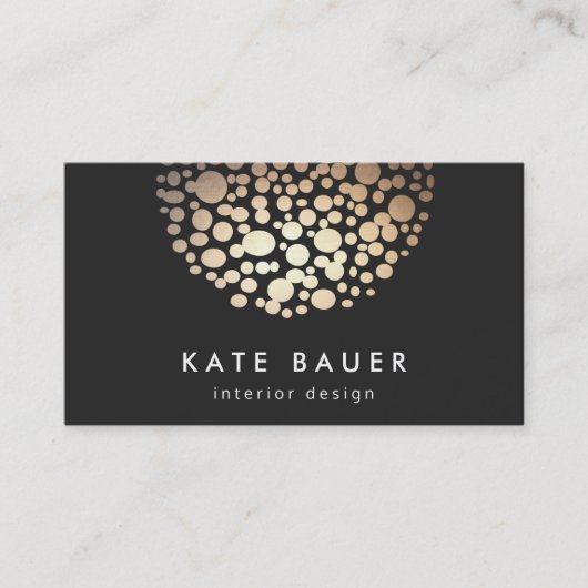 Carte De Visite Concepteur d'intérieur moderne Black and Gold Sphe (Devant)