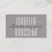 Carte De Visite Concepteur d'intérieur moderne Faux Lin Script (Devant)