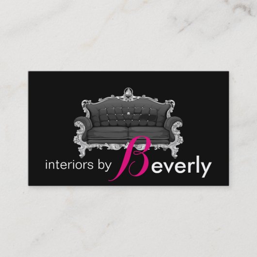 Carte De Visite Concepteur d'intérieur moderne rose et noir (Devant)