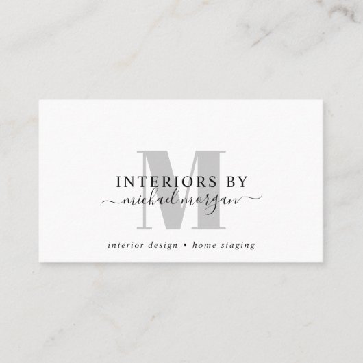Carte De Visite Concepteur d'intérieur moderne simple Script Entre (Devant)
