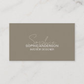 Carte De Visite Concepteur d'intérieur Nom Script Photo QR Taupe (Devant)