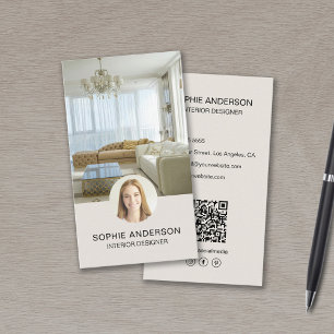 Carte De Visite Concepteur d'intérieur professionnel QR de photo p