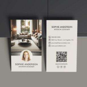 Carte De Visite Concepteur d'intérieur QR Code Photo Personnalisé