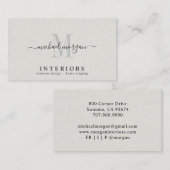 Carte De Visite Concepteur d'intérieur simple script lin faux (Devant / Derrière)