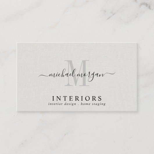 Carte De Visite Concepteur d'intérieur simple script lin faux (Devant)