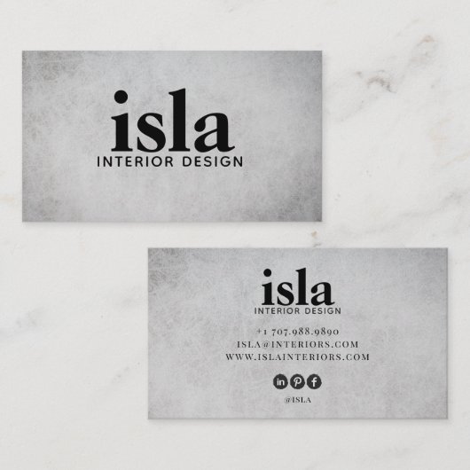 Carte De Visite Concepteur d'intérieur Texture Gris Clair (Devant / Derrière)
