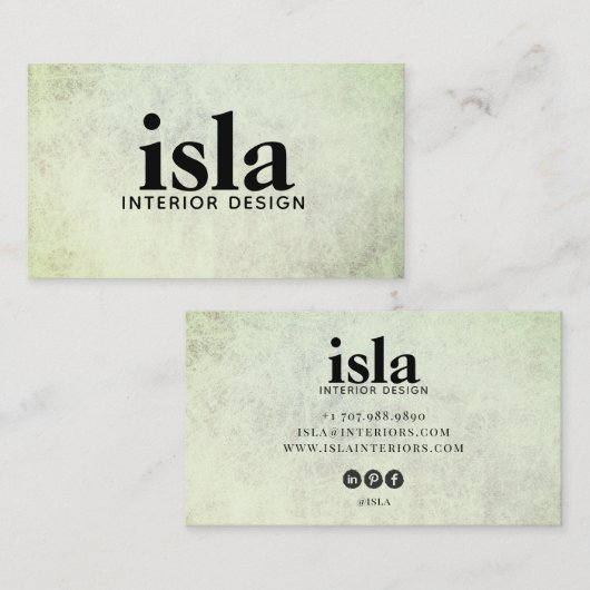 Carte De Visite Concepteur d'intérieur Texture Sauge Douce (Devant / Derrière)