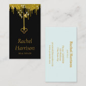 Carte De Visite Concepteur d'intérieur vintage Gold Key (Devant / Derrière)