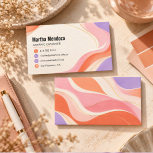 Carte De Visite Concepteur graphique de vagues pastel abstraites m