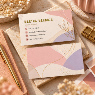 Carte De Visite Concepteur Graphique Minimaliste Floral Art Ligne