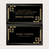 Carte De Visite Conception abstraite de noir et d'or (Extérieur déplié)