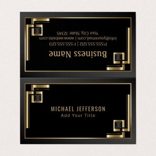 Carte De Visite Conception abstraite de noir et d'or (Extérieur déplié)