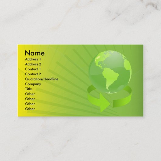 CARTE DE VISITE CONCEPTION ABSTRAITE VERTE DE LA TERRE (Devant)