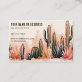 Carte De Visite Conception aquarelle de cactus du désert Boho (Devant)