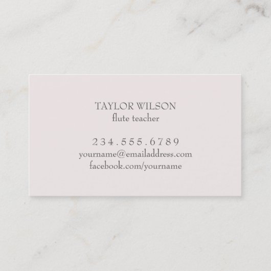 Carte De Visite conception arc rose flutiste (Dos)