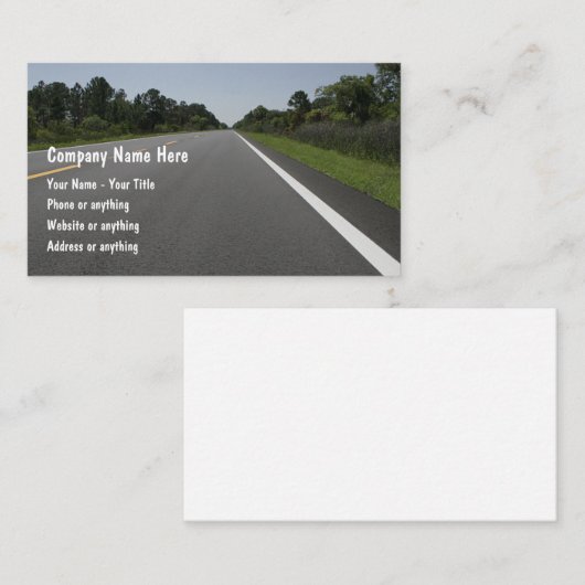Carte De Visite Conception automobile à vue sur la route (Devant / Derrière)