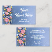 Carte De Visite Conception avec roses roses roses (Devant / Derrière)