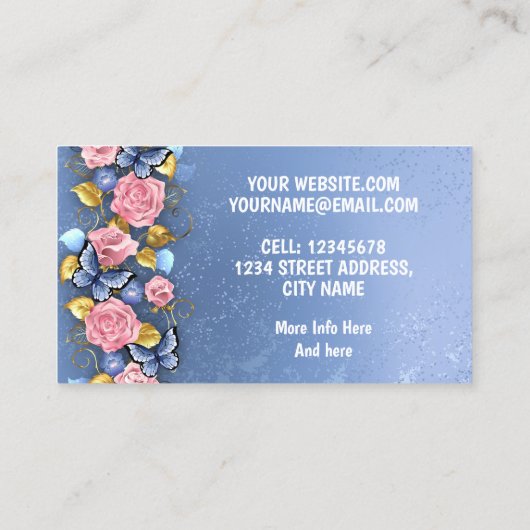 Carte De Visite Conception avec roses roses roses (Dos)