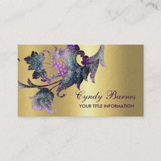 Carte De Visite Conception baroque turquoise et violette (Devant)