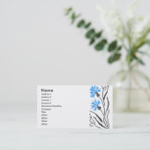 Carte De Visite Conception bleue de point de croix de bleuet (Debout devant)
