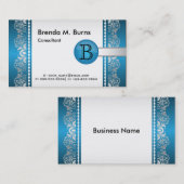 Carte De Visite Conception bleue et argentée professionnelle de (Devant / Derrière)